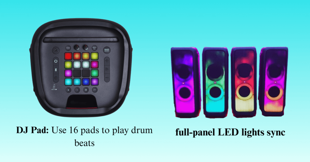 JBL PartyBox 1000 DJ pad with interactive controls and full-panel LED light show