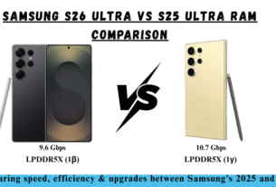 Samsung Galaxy S25 Ultra vs S26 Ultra performance comparison with different processors on white background