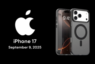 Apple iPhone 17 concept render with September 9, 2025 release date announcement.
